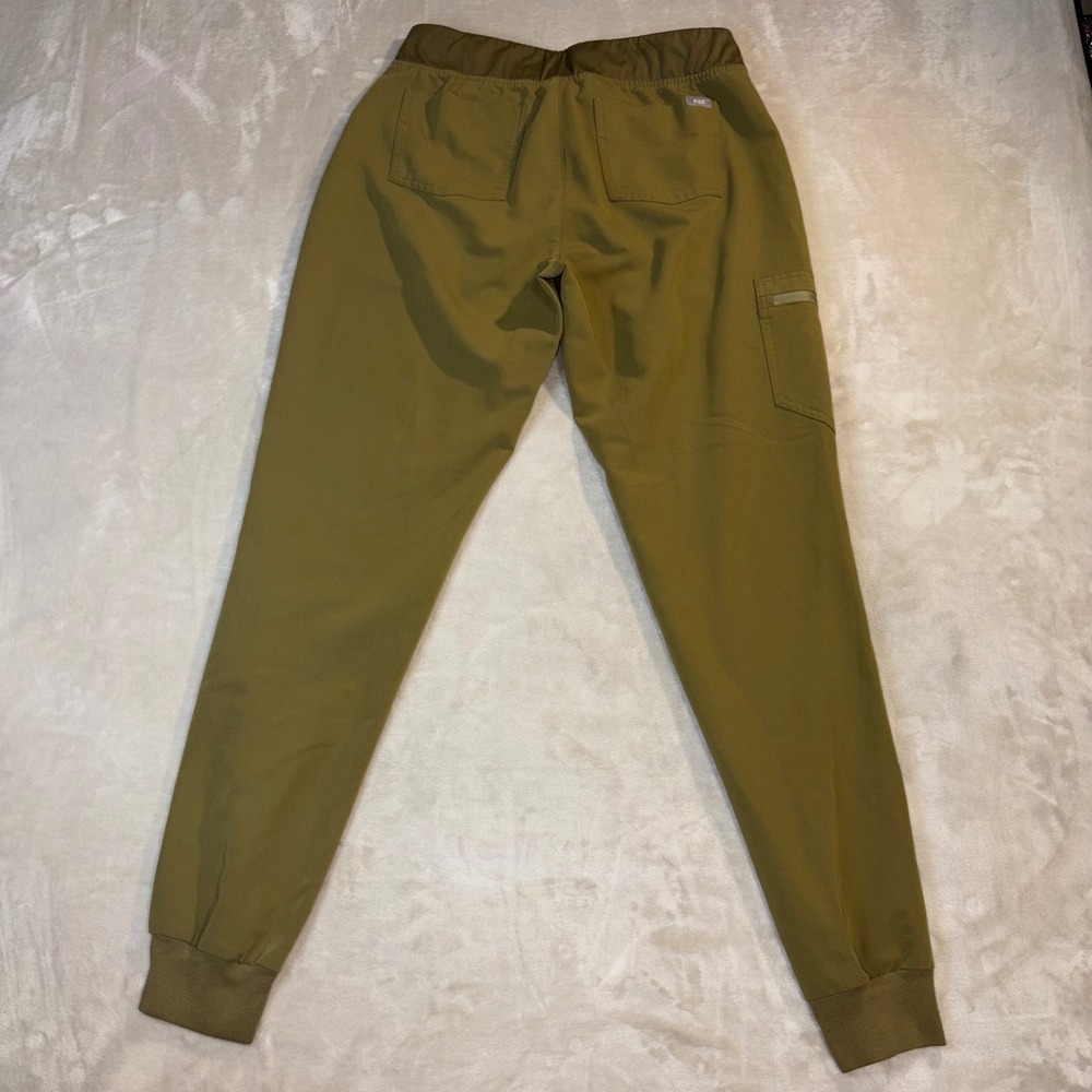 FIGS Zamora Jogger Scrub Pants Olive Green Neon Yellow Drawstring Tall Size MT - Picture 6 of 8